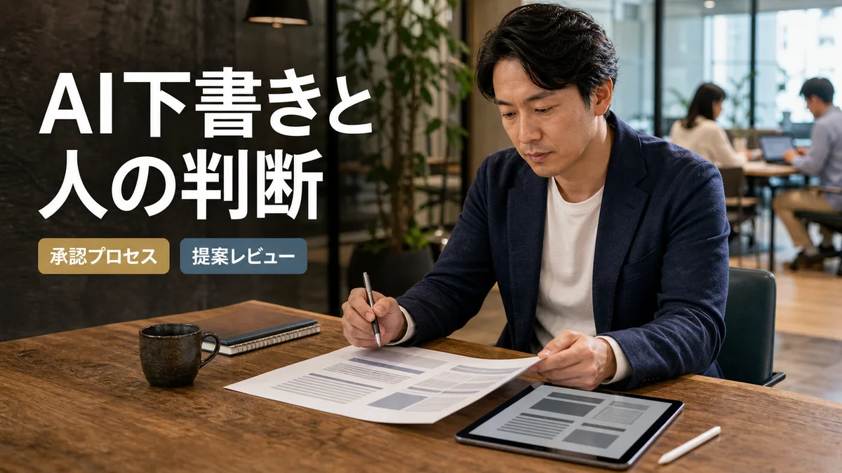 AIが作成した下書きを基に人間が提案書の最終チェックを行う様子