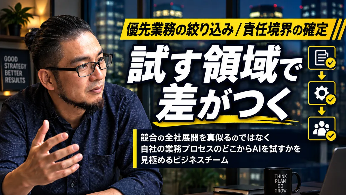 競合動向を追うだけの会社は負ける。AI導入で成果を出すなら試す領域を間違えるな