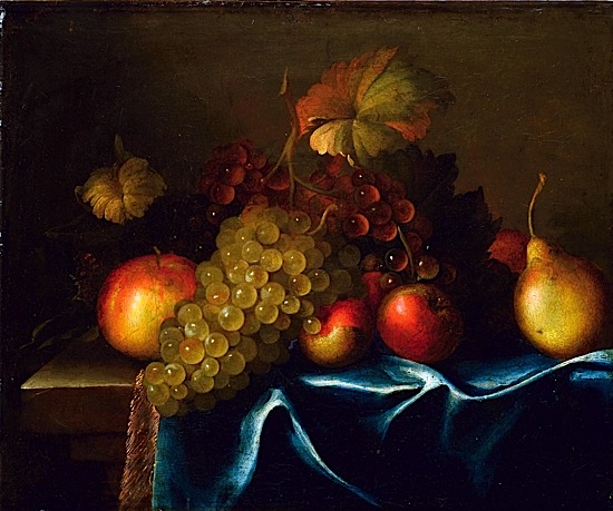 Nature morte de fruits posés sur un entablement