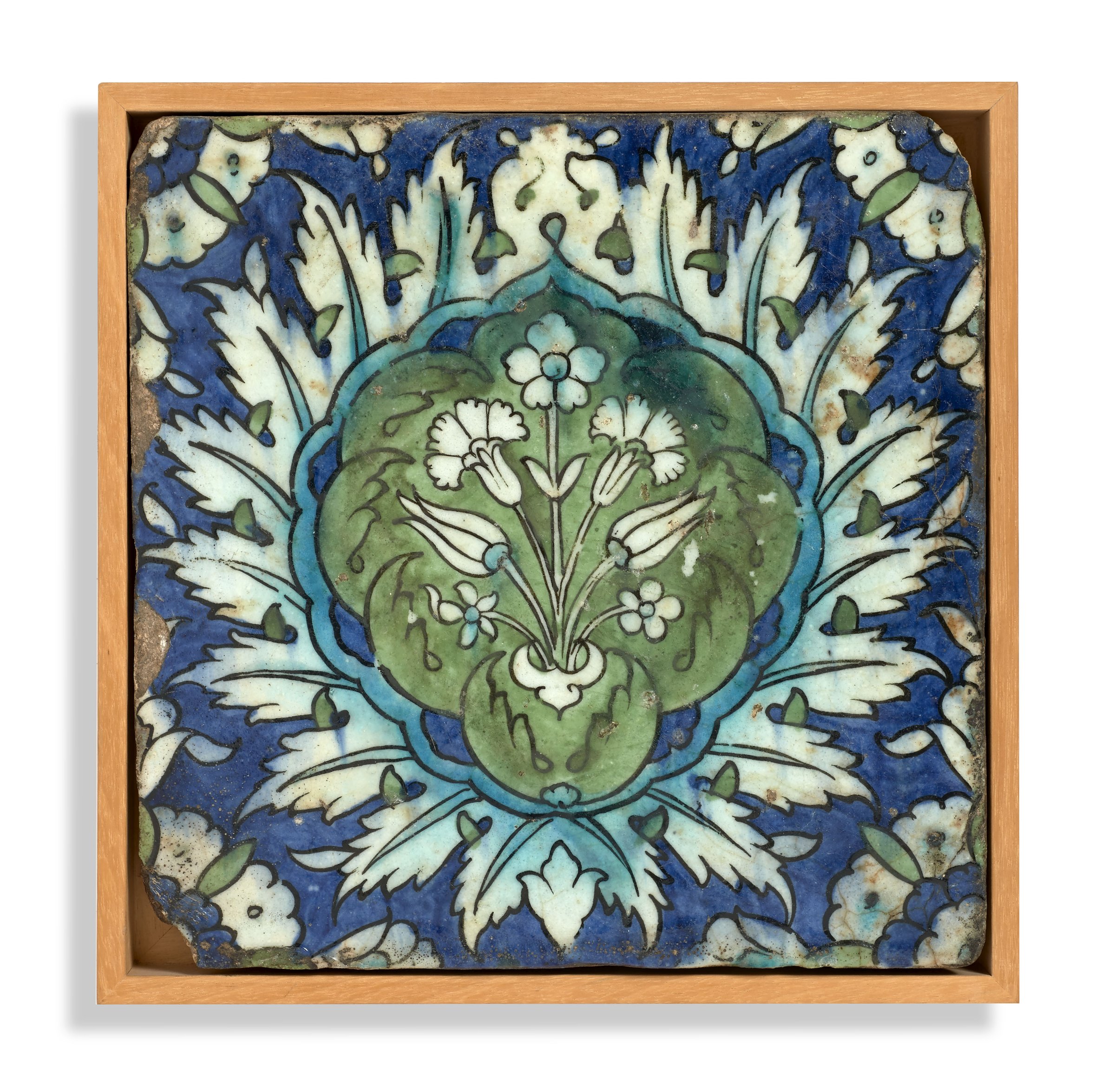 CARREAU AU VASE DE FLEURS, DAMAS, ART OTTOMAN, VERS 1600