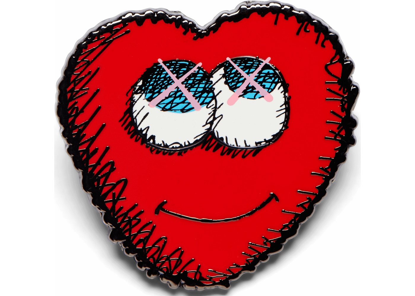 KAWS Heart Pin Red