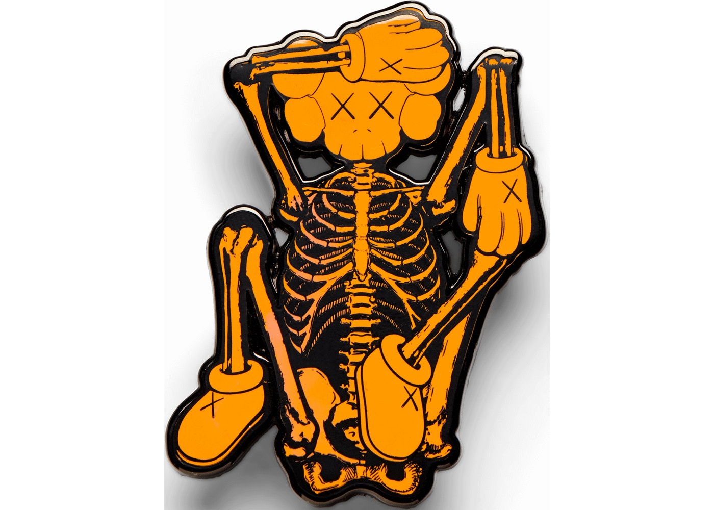 KAWS Skeleton Pin Orange