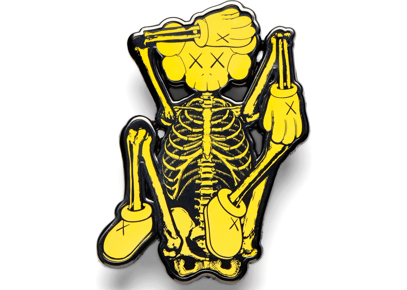KAWS Skeleton Pin Yellow
