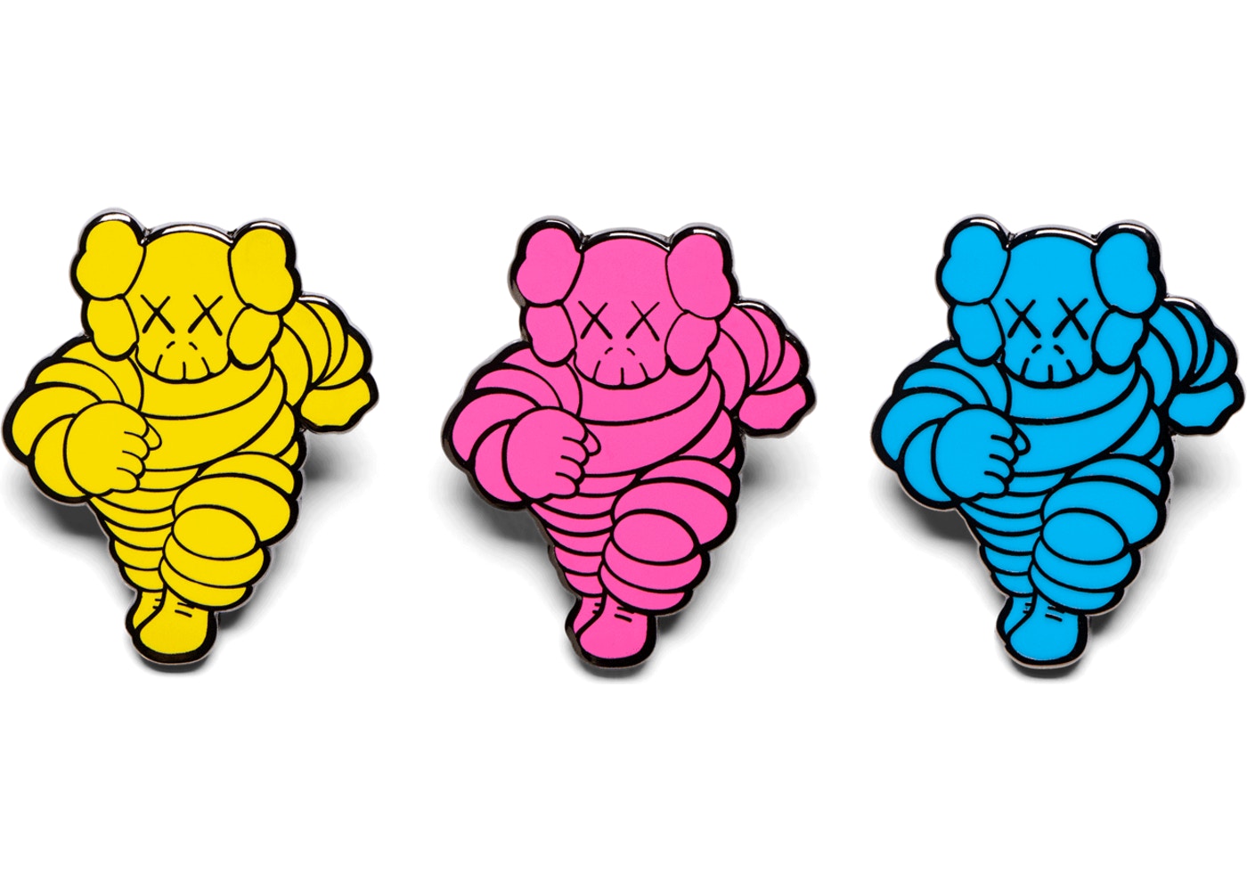 KAWS Chum Pin (Set of 3) Yellow Pink Blue