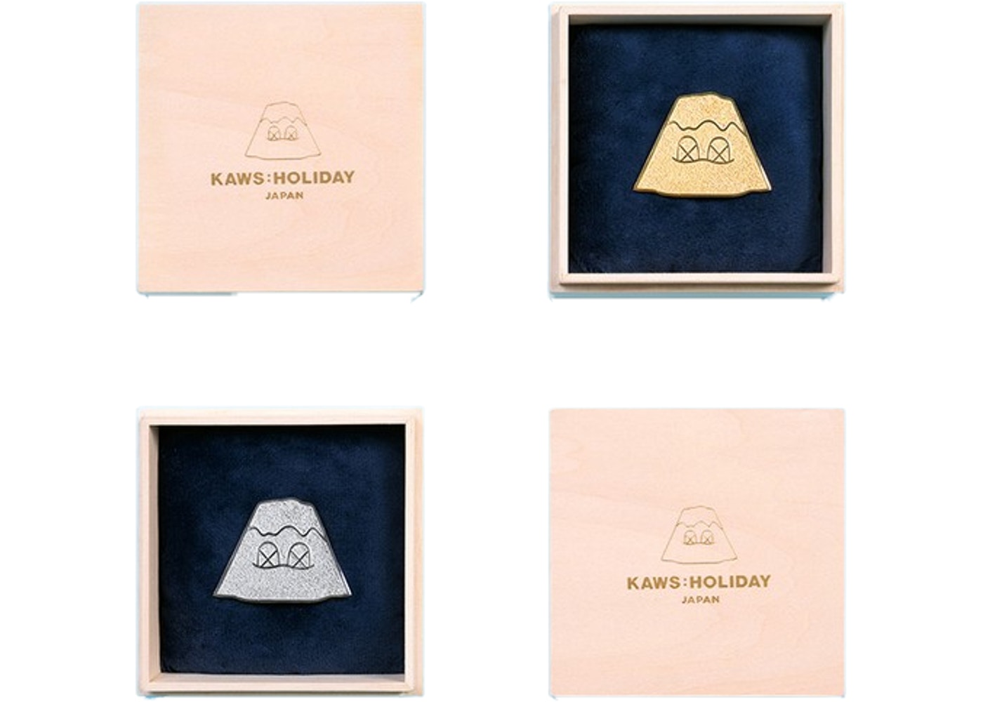 KAWS HOLIDAY JAPAN Golden & Silver Pins (Set of 2) Multicolor
