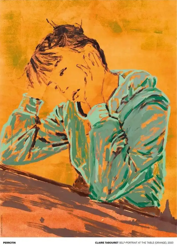 Self portrait at the Table (Orange - Signed)