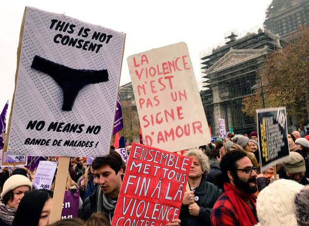 Over 10,000 people demonstrate against violence against women in Brussels on Sunday