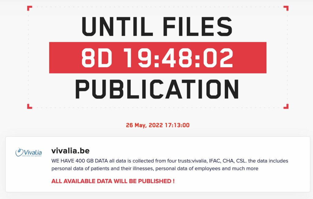 Ransomware group threatens to publish Vivalia patient data