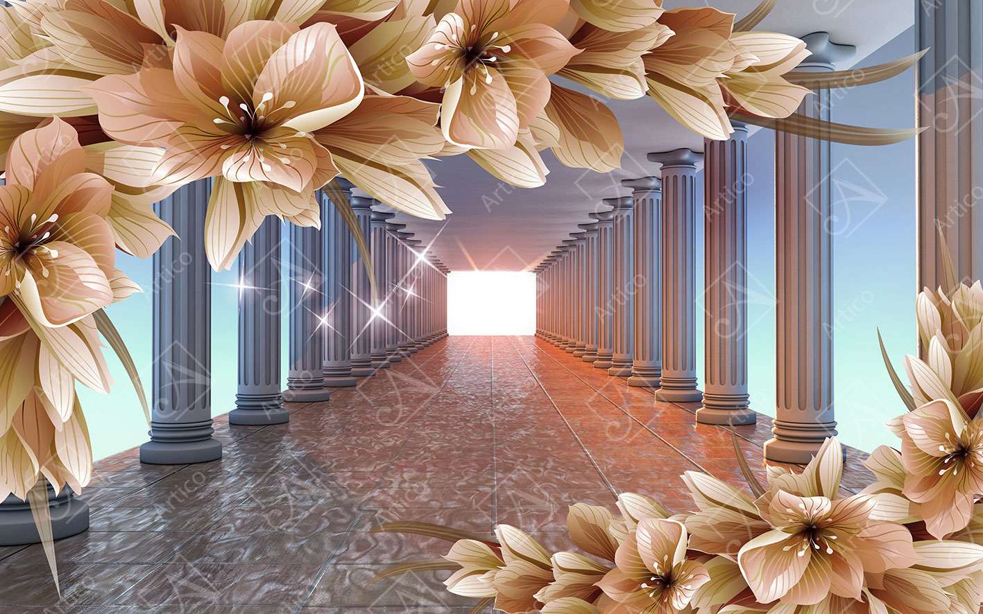 Artico-0004 Articoo - Column corridor with tulips wallpaper for digital printing - Articoo_668267