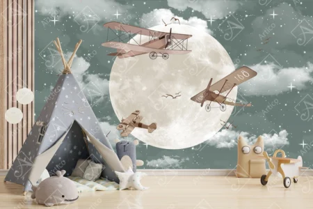 Articoo - Wallpaper of Gliders Flying Around the Moon in the Night - Articoo_326552