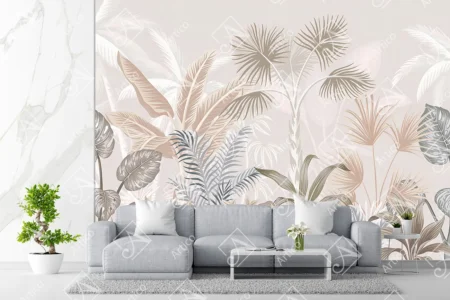 Articoo - Illustration of Tropical Wallpaper Print Design With Palm Banana Leaves - Articoo_314379