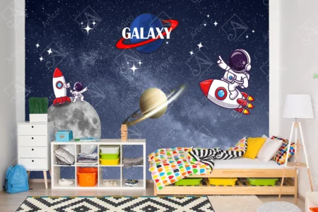Articoo - Wallpaper Galaxy With Astronaut, Space Rocket, Planets and Stars - Articoo_535295
