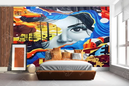 Articoo - Graffiti Drawing of a Woman's Face With Murals For Girls' - Articoo_642593