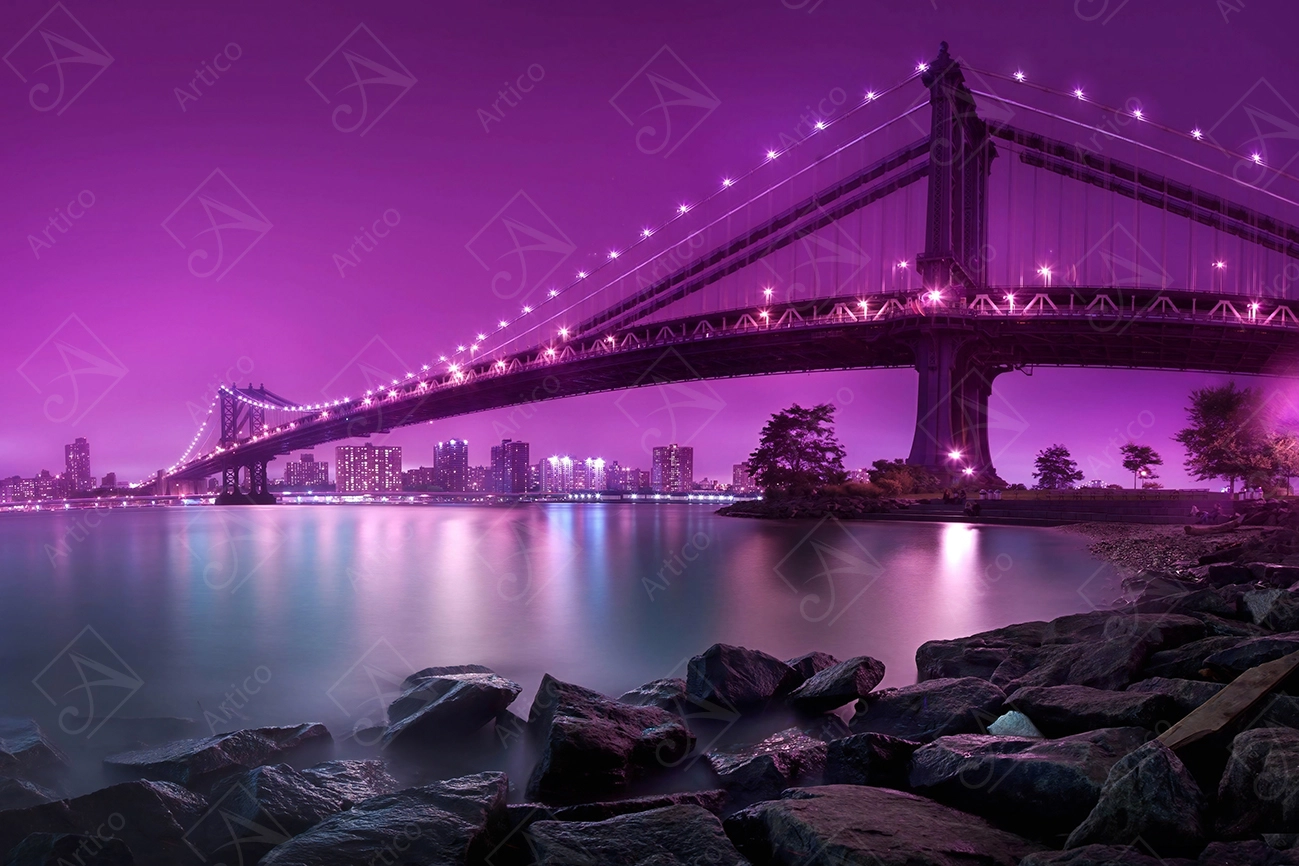 Artico-0102 Articoo - Background, purple night view of New York Brooklyn Bridge - Articoo_696147