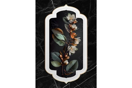 Articoo - AI Designed Rose With White Frame and Black Marble Background - Articoo_916313