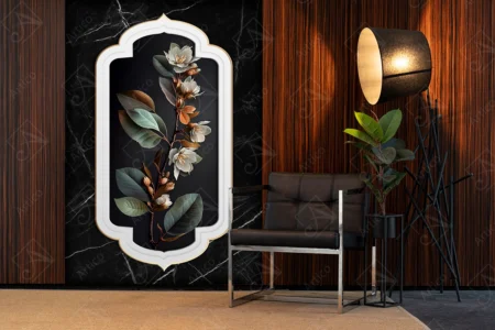 Articoo - AI Designed Rose With White Frame and Black Marble Background - Articoo_916313