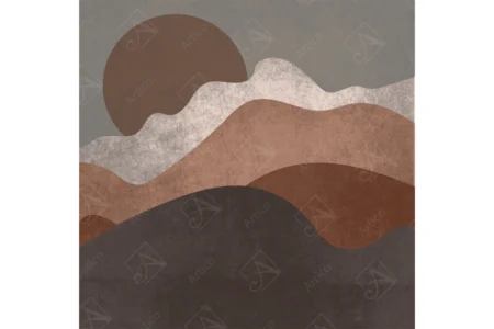 Articoo - Classic Oil Painting Sunset with Mountains in Brown Colors - Articoo_654562