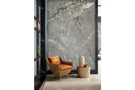 Articoo - 3D Marble Pattern Wallpaper Grey with Gold Lines for Bathroom - Articoo_671176