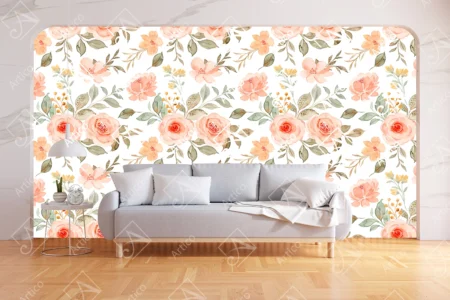 Articoo - Wallpaper Watercolor Peach Blossom Seamless Pattern for Bedroom Living Room - Articoo_145188