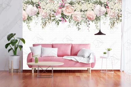 Articoo - Cute Colors Roses And Flowers Wallpaper White Background For Bedroom - Articoo_168212