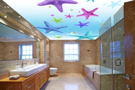 Articoo - 3D Wallpaper Starfish in Cute Colors with Blue Background - Articoo_485821