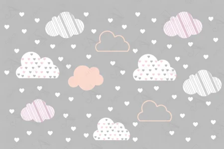 Articoo - 3D Wallpaper Cute Clouds with Little Hearts for Kids Room - Articoo_811739
