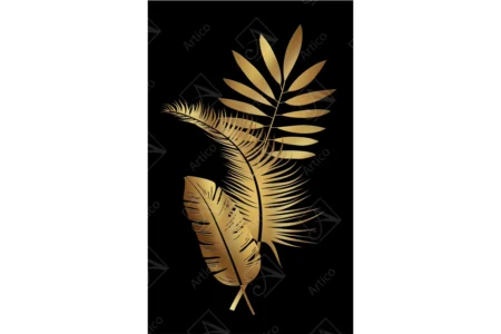 Articoo - 3D Wallpaper of Golden Leaves on Black Background For Living - Articoo_175928