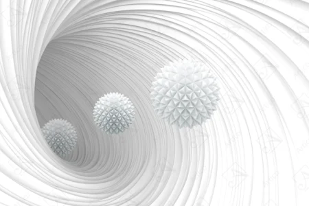 Articoo - 3D Wallpaper Spiral tunnel With Spiral Balls Coming Out White - Articoo_591693