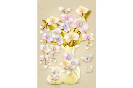 Articoo - Vertical Painting of Vase Filled With Colorful Flowers on Beige - Articoo_799115