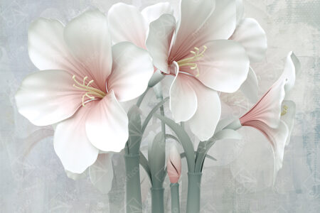 Articoo - 3D Wallpaper White Lily Flower On Abstract Concrete Wall - Articoo_516232
