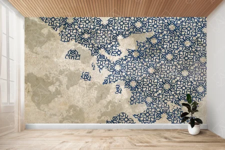 Articoo - Classic Antique Concrete Wall With Simple Bohemian Patterns in Dark - Articoo_988377