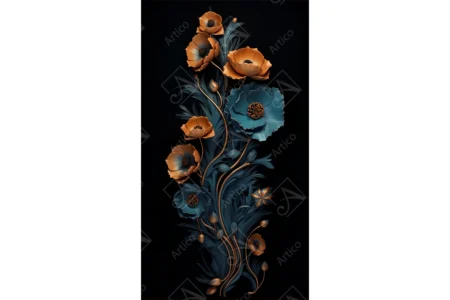 Articoo - 3D Wallpaper of Golden Leaf on Green Fabric Background - Articoo_549956