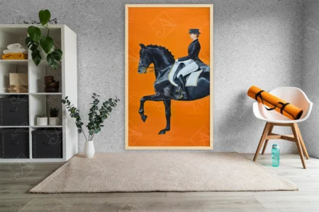 Articoo - Modern Orange Horse Riding Pictures Canvas Prints Painting Wall Art - Articoo_863458