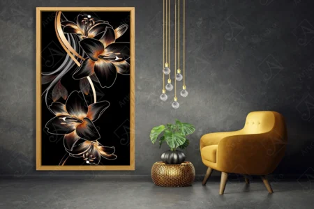 Articoo - Luxury vintage seamless vase background with golden lily flowers. Romantic - Articoo_557285