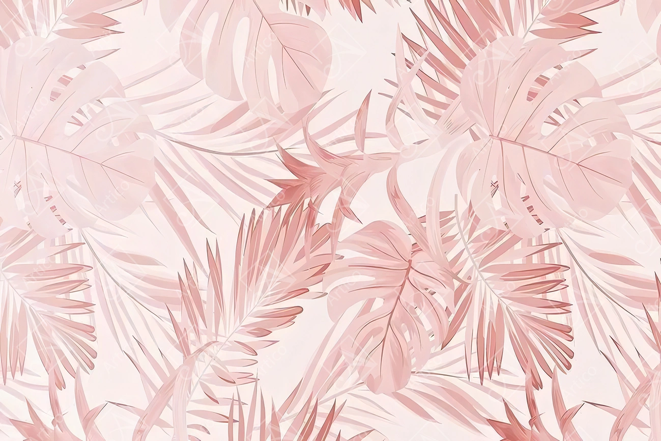 Artico-0390 Articoo - 3D Rose Tropical Palm Leaves Tree Wallpaper Bedroom Design - Articoo_396832