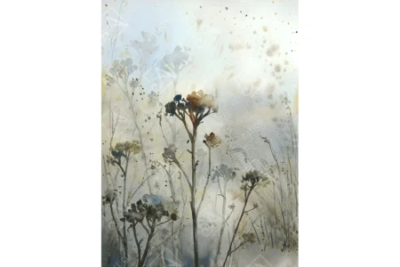 Articoo - Hanging Painting of Beautiful Flowers and Plants in a Misty - Articoo_482222