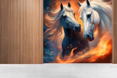 Articoo - Realistic contemporary art oil painting two black and white horses - Articoo_336723