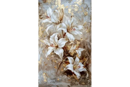 Articoo - Hanging painting of white flower with brown leaves on brown - Articoo_577495