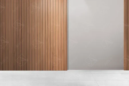 Articoo - Interior design of an empty room with a concrete wall with a wood alternative - Articoo_685979