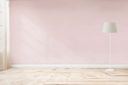 Articoo - Interior design for an empty room, rose-colored wall and window with white lampshade - Articoo_616828