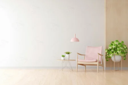 Articoo - Interior design of an empty room with a chair, a small table, a Plant vase - Articoo_214882