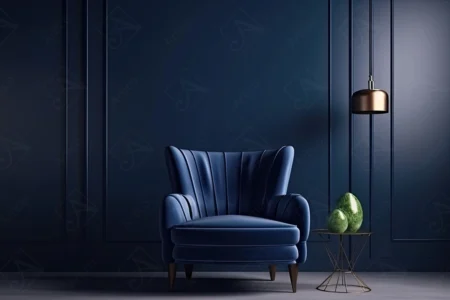 Articoo - Interior design of a living room with a dark blue wall, a chair - Articoo_239128