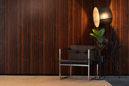 Articoo - Interior design of an office room with a dark brown wall, a chair - Articoo_444259