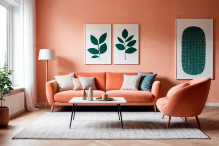 Articoo - Interior design of a living room in Simone color with a sofa, chair, table, vase - Articoo_321119