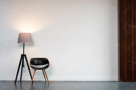 Articoo - Interior design of an empty room with a chair, a Lampshade, a white wall - Articoo_333448