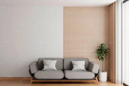 Articoo - Interior design of a living room with a gray wall with a Wood Alternative - Articoo_762684