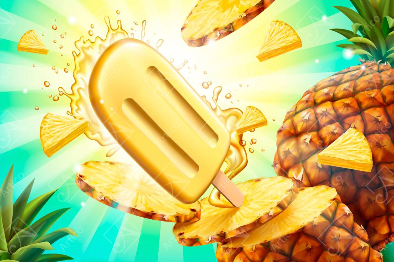 Ice-Cream-23 Articoo - Pineapple Popsicles Ads, Cool Summer Fruit Popsicle with Splashing Juice - Articoo_521596