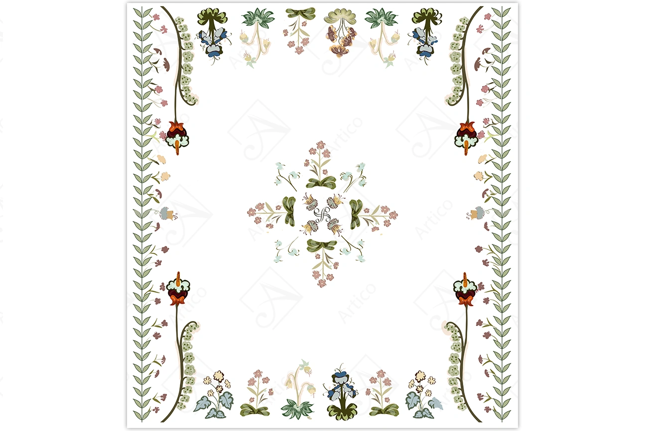 Artico-0634 Articoo - A seamless pattern with decorative flowers in an antique style. - Articoo_335776
