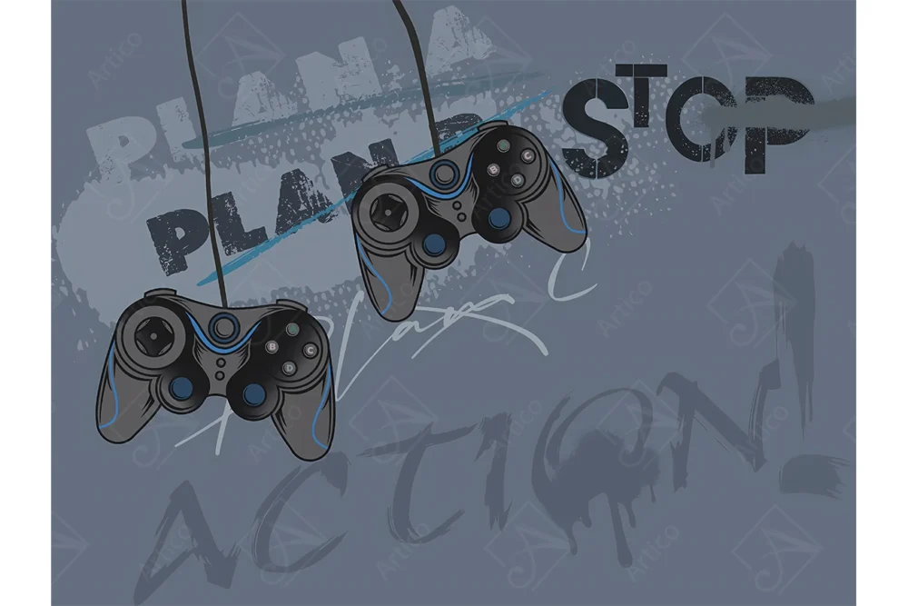 Articoo - Game controller wallpaper design and graphic writing for kids rooms. - Articoo_113167
