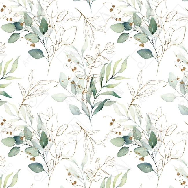 Articoo - A smooth, watercolor floral pattern with eucalyptus leaves and branches - Articoo_738846